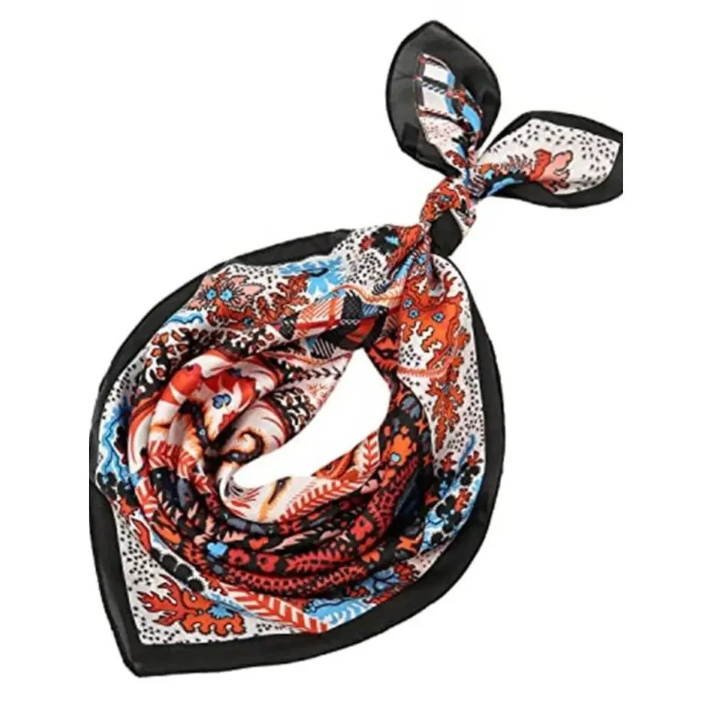 Red and Black Head Hair Scarf Like Satin Silk Scarf Sleeping Hair Wrapping
